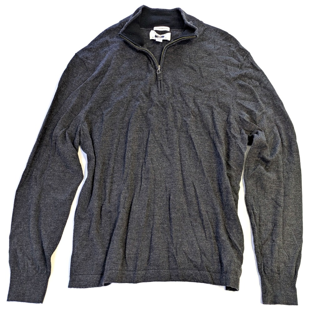 Joseph Abboud Mens XXL Charcoal Gray 100% Extra Fine Merino Wool 1/4 Zip Sweater
